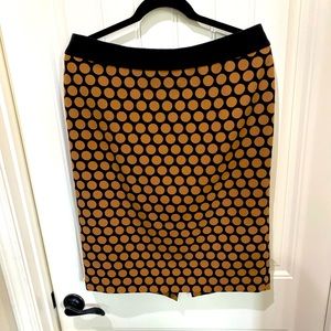 Talbots Polka Dot A-Line Skirt, Black/Br., Sz 12